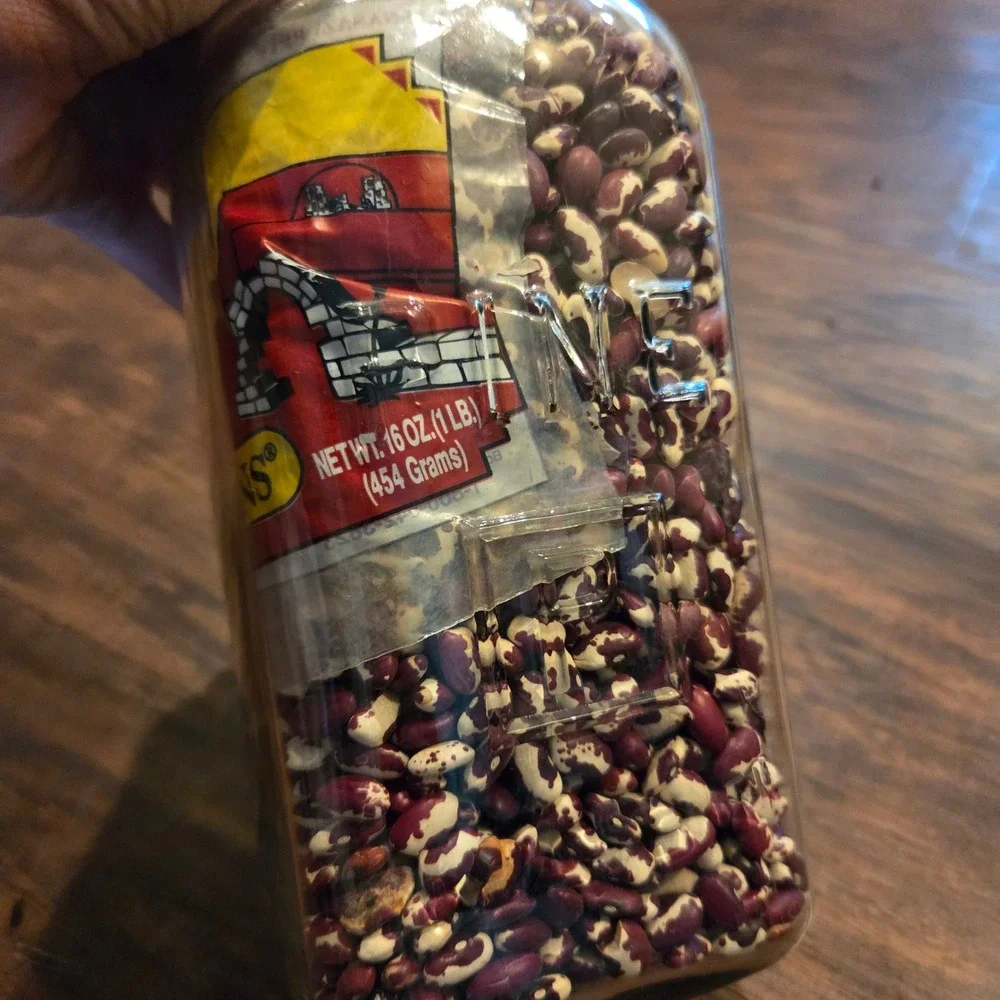 Vintage Adobe Milling Anasazi Beans Glass Jar One Quart Dove Creek Colorado